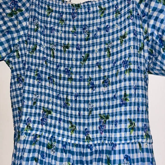 Jessa Kae Blueberry Muffin Checkered Midi Dress with Floral Details - Picture 4 of 6